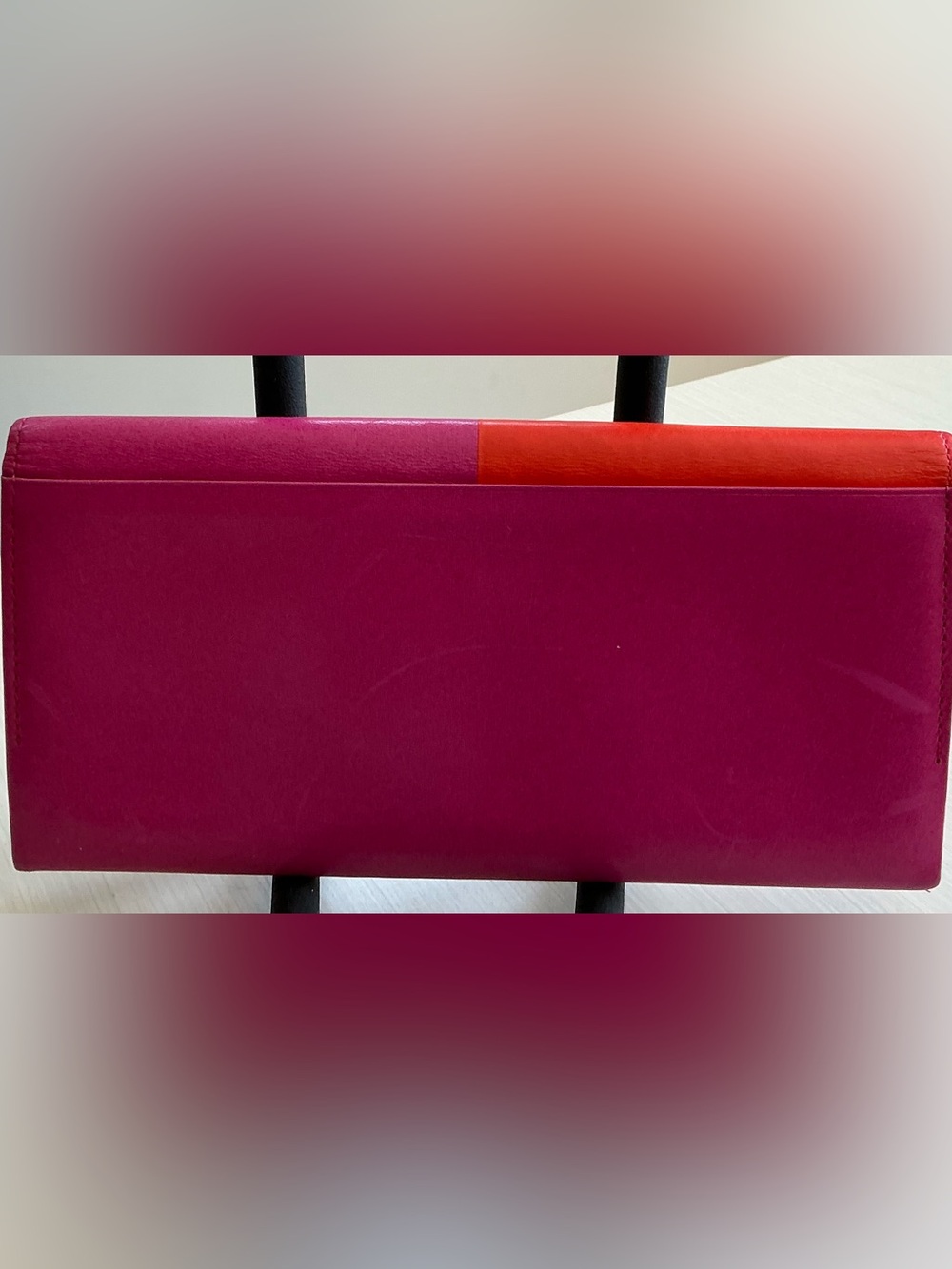 Authentic Yves Saint Laurent (YSL) Colorblock Leather Long Flap Wallet - Picture 2 of 15